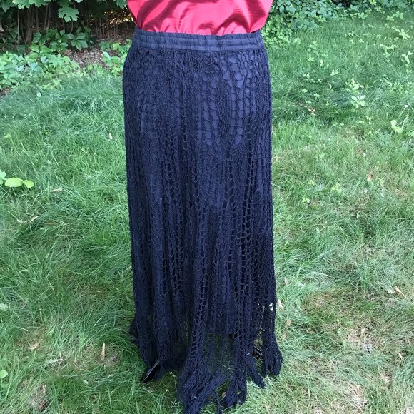 Vintage Black crochet Maxi Skirt - Picture 5 of 11